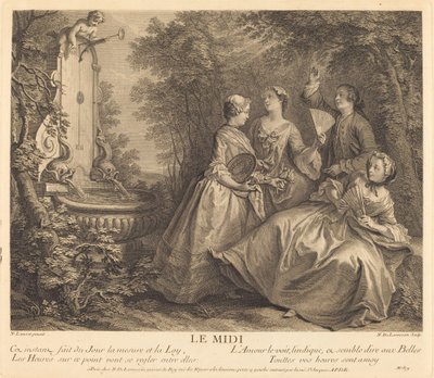 De middag door Nicolas de Larmessin IV after Nicolas Lancret