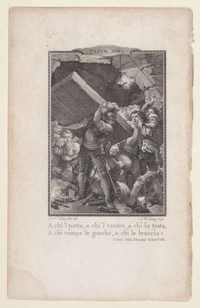 Canto 13, Stanza 38, uit Orlando Furioso door Nicolas de Launay