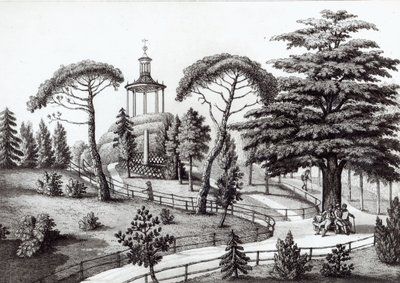 Het Labyrint van de Jardin des Plantes, Parijs, gegraveerd door Francois Aubertin (177383-1821) door Nicolas the Younger Huet