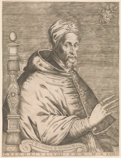 Portret van paus Gregorius XIV, zittend door Nicolaus van Aelst (attributed to)