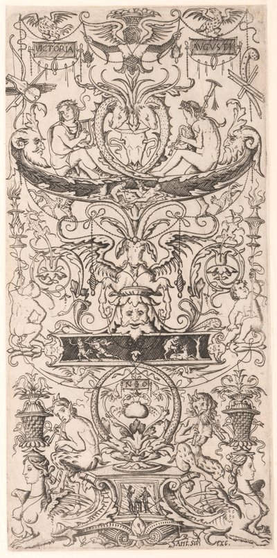 Ornamentpaneel met opschrift "Victoria Augusta" door Nicoletto da Modena