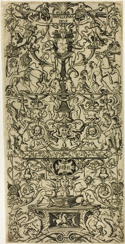 Ornamentpaneel met Mars, god van de oorlog door Nicoletto da Modena