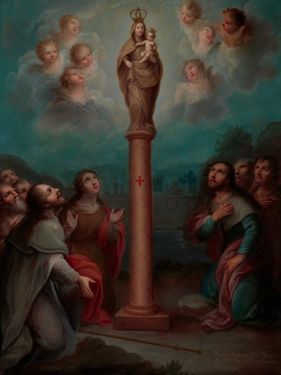 De Verschijning van de Maagd van El Pilar aan Sint Jacobus, 1773 door Nicolás Enríquez