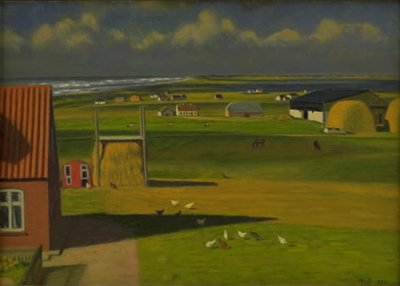 Een Landschap met Boerderijen in het Westen van Jutland door Niels Jakob Jakobsen Bjerre