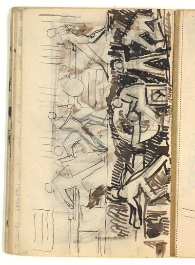 Figurencompositie - schets voor reliëf over verschillende ambachten? door Niels Larsen Stevns