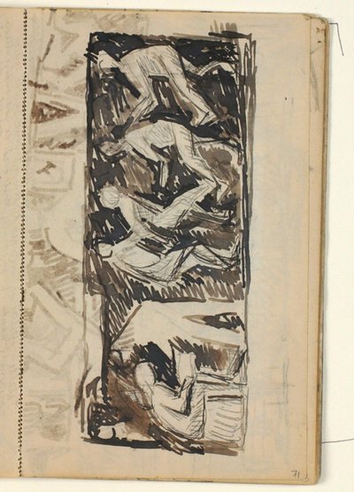 Figurencompositie - schets voor reliëf over verschillende ambachten? door Niels Larsen Stevns