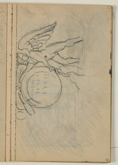 Studie van engel met medaillon, waarschijnlijk naar voorbeeld door Niels Larsen Stevns