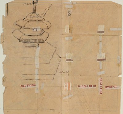 Studie van fontein, en notities door Niels Larsen Stevns