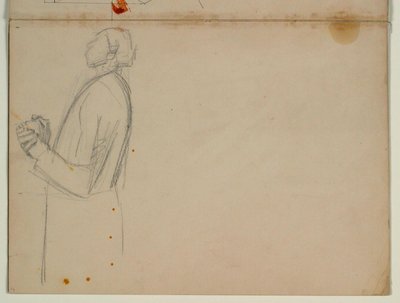 Studie van staande apostel naar links, halve figuur. Voor de Hemelvaart door Niels Larsen Stevns