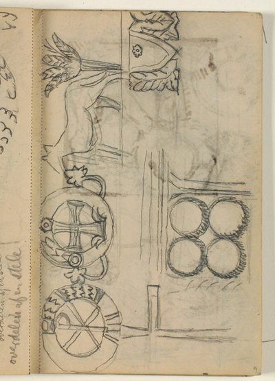 Studies van verschillende grafmonumentenornamenten door Niels Larsen Stevns