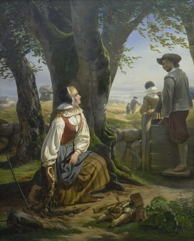 Kirsten Svendsdatter vindt de gouden hoorn in Gallehus op 20 juli 1639 door Niels Simonsen