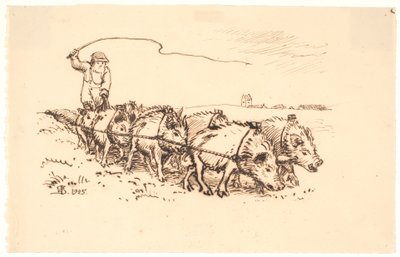 Boer Ploegt Land door Niels Skovgaard