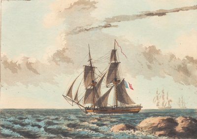 Een Franse kanonneerboot die dicht onder water kruist door Niels Truslew