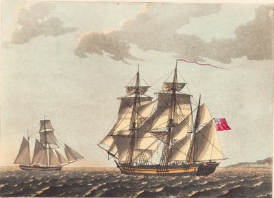 Een galei en een Engels barkschip in de wind door Niels Truslew