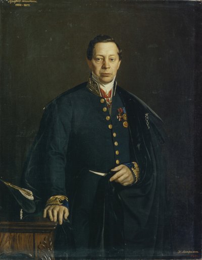 Portret van de kunstenaar Pyotr Basin 1794-1881 door Nikanor Leontievich Tiutriumov