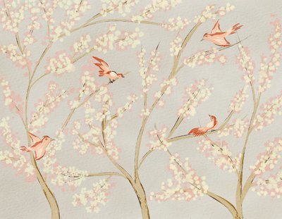 Roze vogels en lentebloesems door Nikita Jariwala
