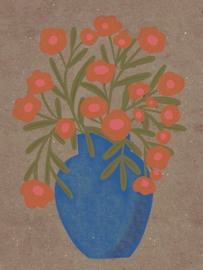 Rustieke oranje bloemenvaas door Nikita Jariwala