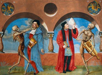 Dood, Canonist en Astroloog uit de Dans van de Dood-cyclus door Albrecht Kauw door Niklaus Manuel