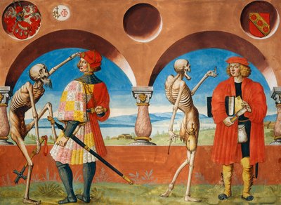 De dood, ridder en jurist uit de Dodendanscyclus van Albrecht Kauw door Niklaus Manuel