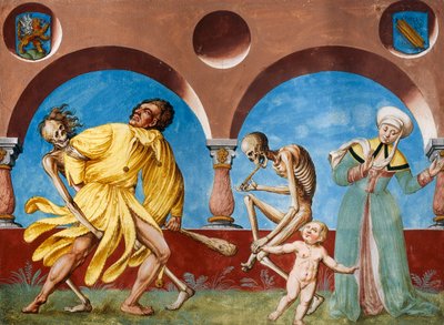 Dood, idioot en moeder met kind uit de Dans van de Dood cyclus door Albrecht Kauw door Niklaus Manuel