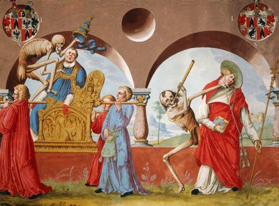 Dood, de paus en de kardinaal uit de Dans van de Dood-cyclus door Albrecht Kauw door Niklaus Manuel