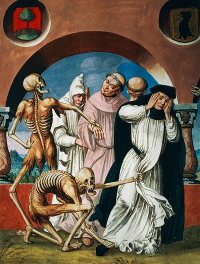 Dood met monniken (detail) door Niklaus Manuel