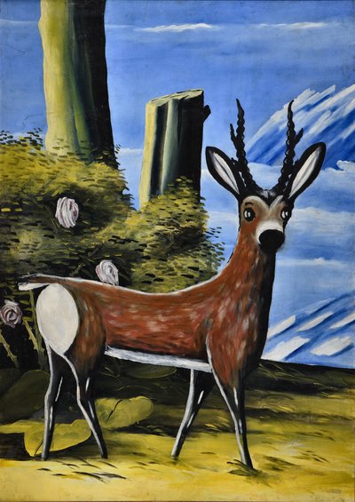 Ree en Landschap door Niko Pirosmani
