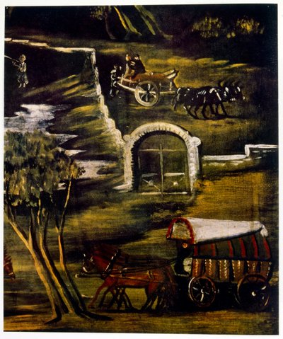Transport door het platteland van Zaqatala door Niko Pirosmani