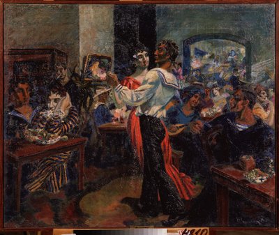 Een zeemansbar. Schilderij van Nikolai Afanasyevich Rusakov door Nikolai Afanasyevich Rusakov