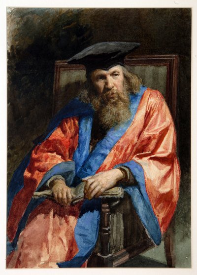 Portret van Dmitri Mendelejev in de kleding van de Universiteit van Edinburgh door Nikolai Aleksandrovich Yaroshenko