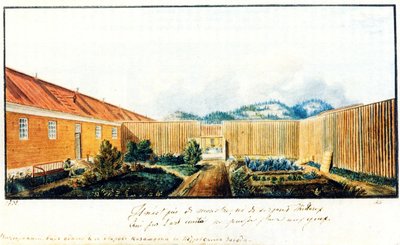 Binnenplaats in de Peter-gevangenis, 1832 door Nikolai Alexandrovich Bestuzhev