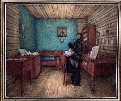 Graaf Serge Volkonski (1788-1865) en zijn echtgenote in de Petrus en Paulusvesting (Sint-Petersburg). Leider van de Decembristenopstand (1825) door Nikolai Alexandrovich Bestuzhev