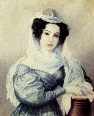 Portret van Camilla Ivasheva Le Dantieau 1808-1839, vrouw van Decembrist Vasily Ivashev, 1834 door Nikolai Alexandrovich Bestuzhev