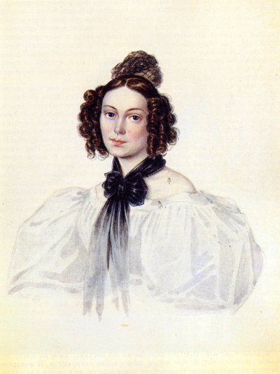 Portret van Camilla Ivasheva Le Dantieau, vrouw van Decembrist Vasily Ivashev door Nikolai Alexandrovich Bestuzhev