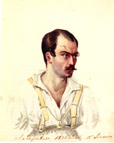 Portret van Decembrist Alexander Ivanovich Yakubovich, 1792-1845, 1831 door Nikolai Alexandrovich Bestuzhev
