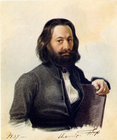 Portret van Decembrist Alexander V. Podzhio 1798-1873, 1837 door Nikolai Alexandrovich Bestuzhev