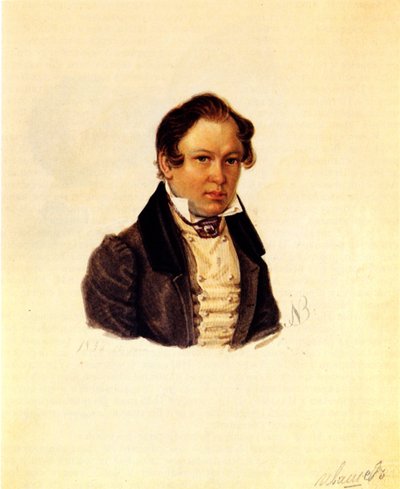 Portret van Decembrist Vasily Ivashev 1797-1841, 1834 door Nikolai Alexandrovich Bestuzhev