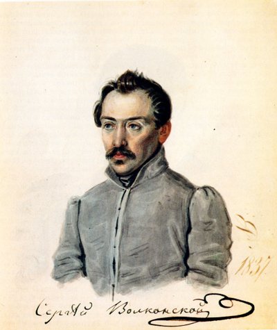 Portret van Decembrist graaf Sergey Volkonsky 1788-1865, 1837 door Nikolai Alexandrovich Bestuzhev