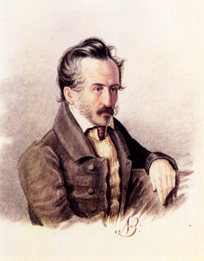 Portret van Decembrist graaf Sergey Volkonsky 1788-1865, 1840s door Nikolai Alexandrovich Bestuzhev