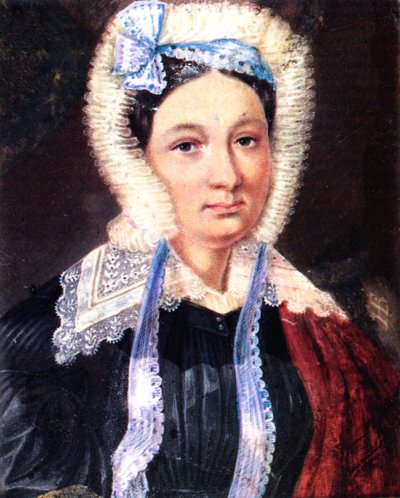 Portret van Maria Kazimirovna Yushnevskaya 1790-1863, vrouw van Decembrist Alexander Yushnevsky, 1830-1839 door Nikolai Alexandrovich Bestuzhev