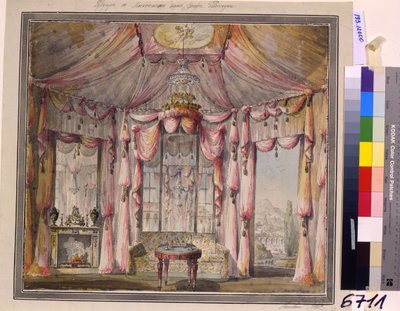 Interieurontwerp voor de boudoir in het Huis van Graaf Bezborodko in Moskou, 1790s door Nikolai Alexandrovich Lvov