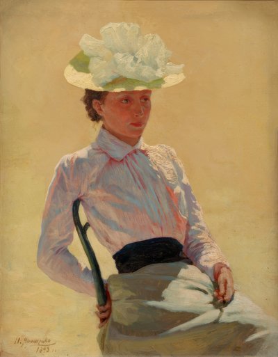 Portret van een onbekende vrouw door Nikolai Alexandrowitsch Jaroschenko