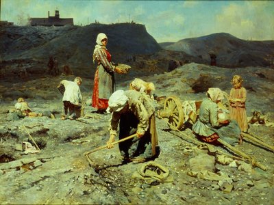 De armen, stukken kolen oprapen, 1894 door Nikolai Alexeyevich Kasatkin