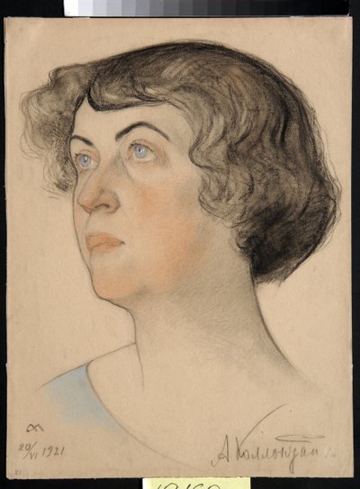 Portret van Alexandra Mikhailovna Kollontai, communistische en Sovjet-Russische politica door Nikolai Andreevich Andreev