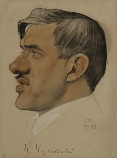 Portret van de auteur Korney I. Chukovsky 1882-1969, 1923 door Nikolai Andreevich Andreev
