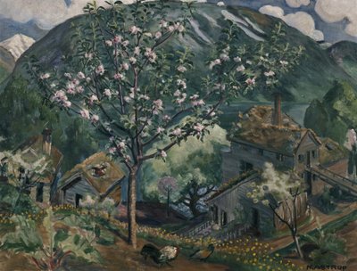 Appelboom in volle bloei door Nikolai Astrup