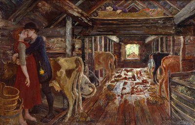Huwelijksaanzoek in de schuur door Nikolai Astrup