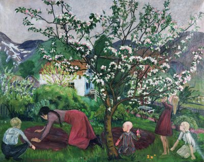 In de tuin, c.1914-15 door Nikolai Astrup