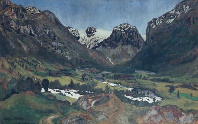 Juninacht in het bergdorp door Nikolai Astrup