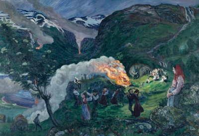 Midzomernacht, midzomervuur door Nikolai Astrup